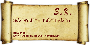 Sáfrán Kálmán névjegykártya